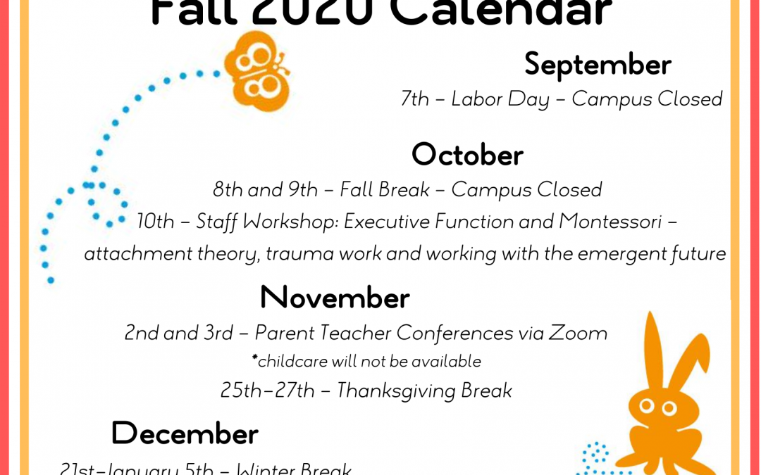 Update: Fall Calendar