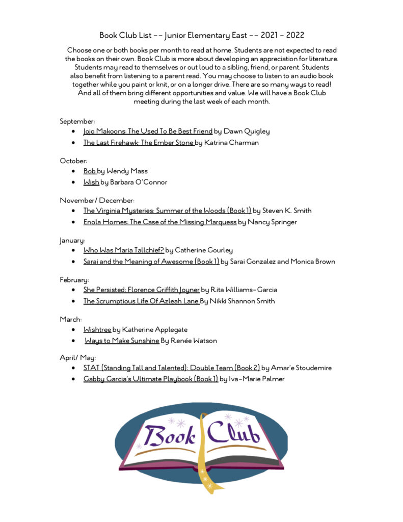 Elementary Book Club Lists