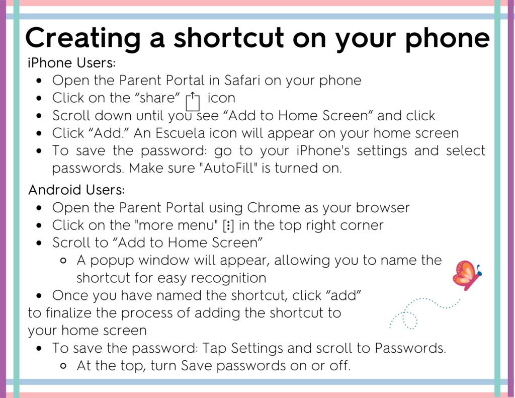 Creating a Parent Portal Shortcut