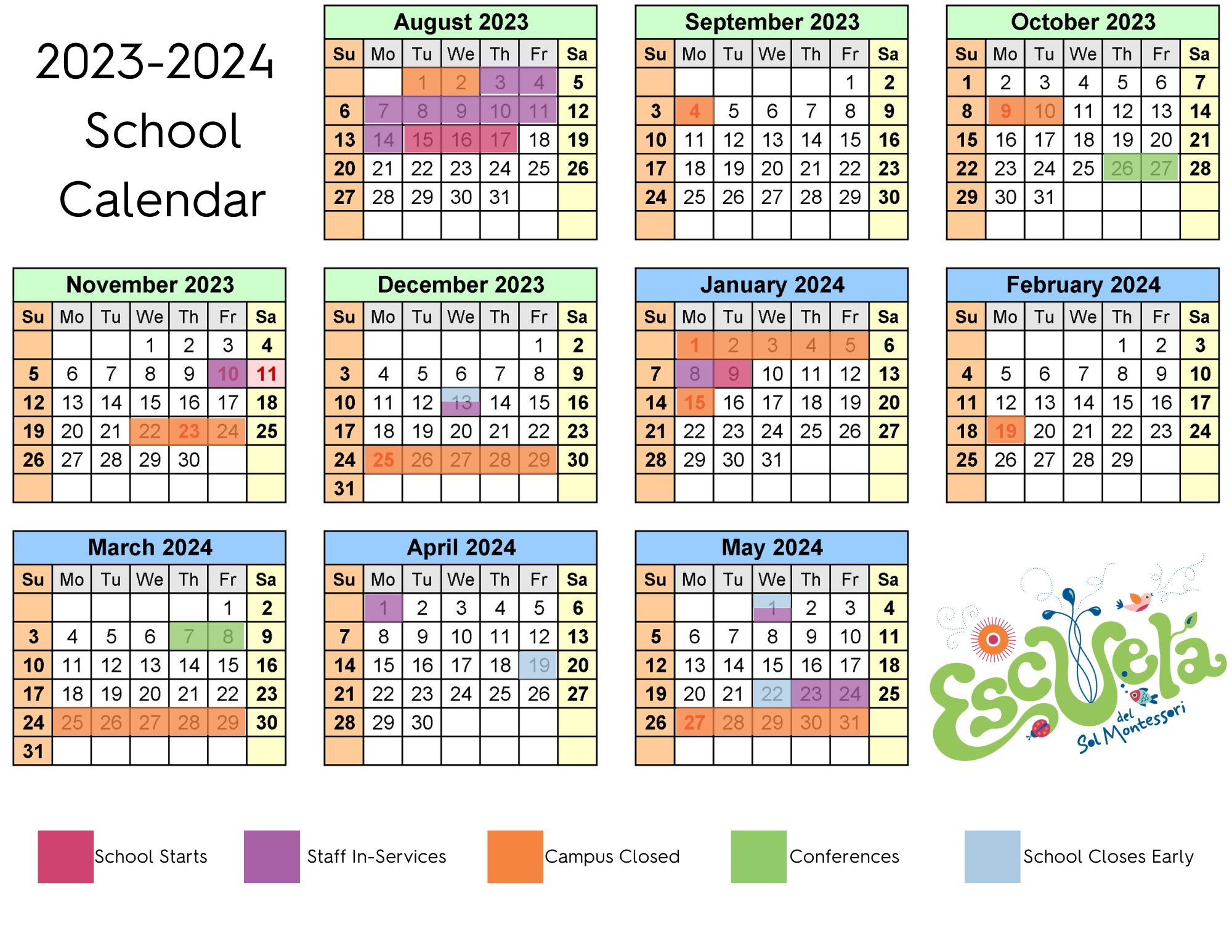 2023-2024 School Calendar