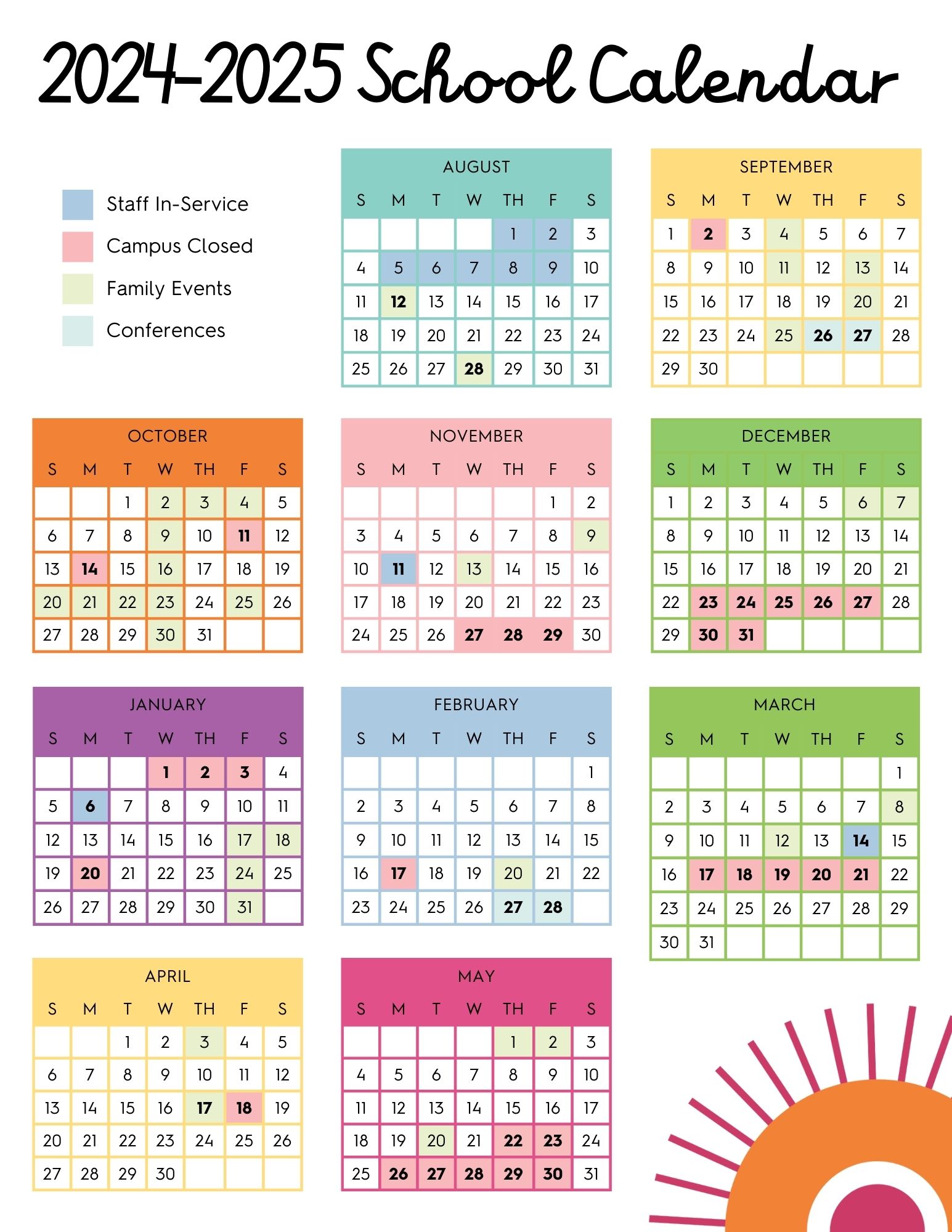 Calendar • Escuela del Sol Montessori